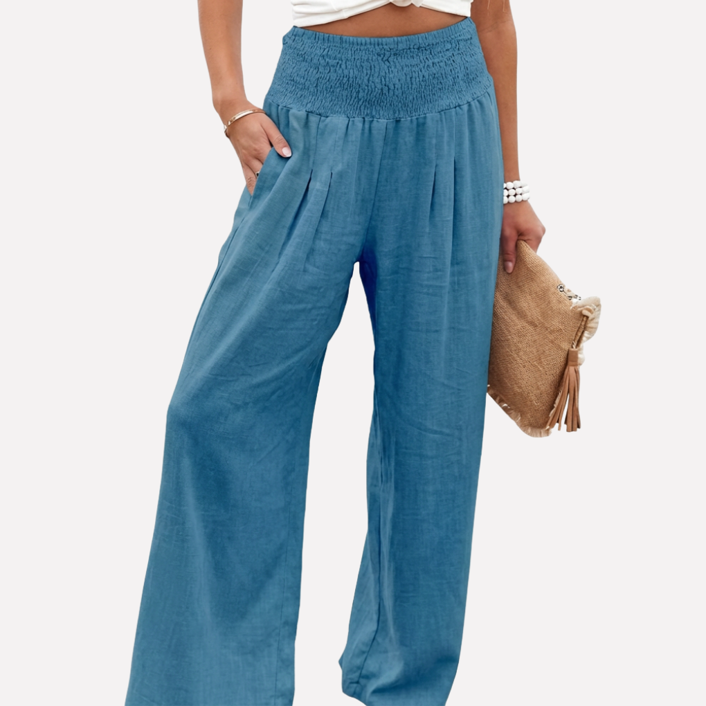 Women's Wide Leg Palazzo Pants – High Waist Elastic Waist Trousers