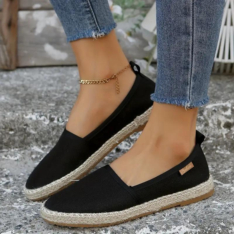 Women's Canvas Espadrilles with Slip-On Design and Flat Sole