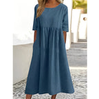 Women's Breathable Midi Dress – Casual Summer Dress