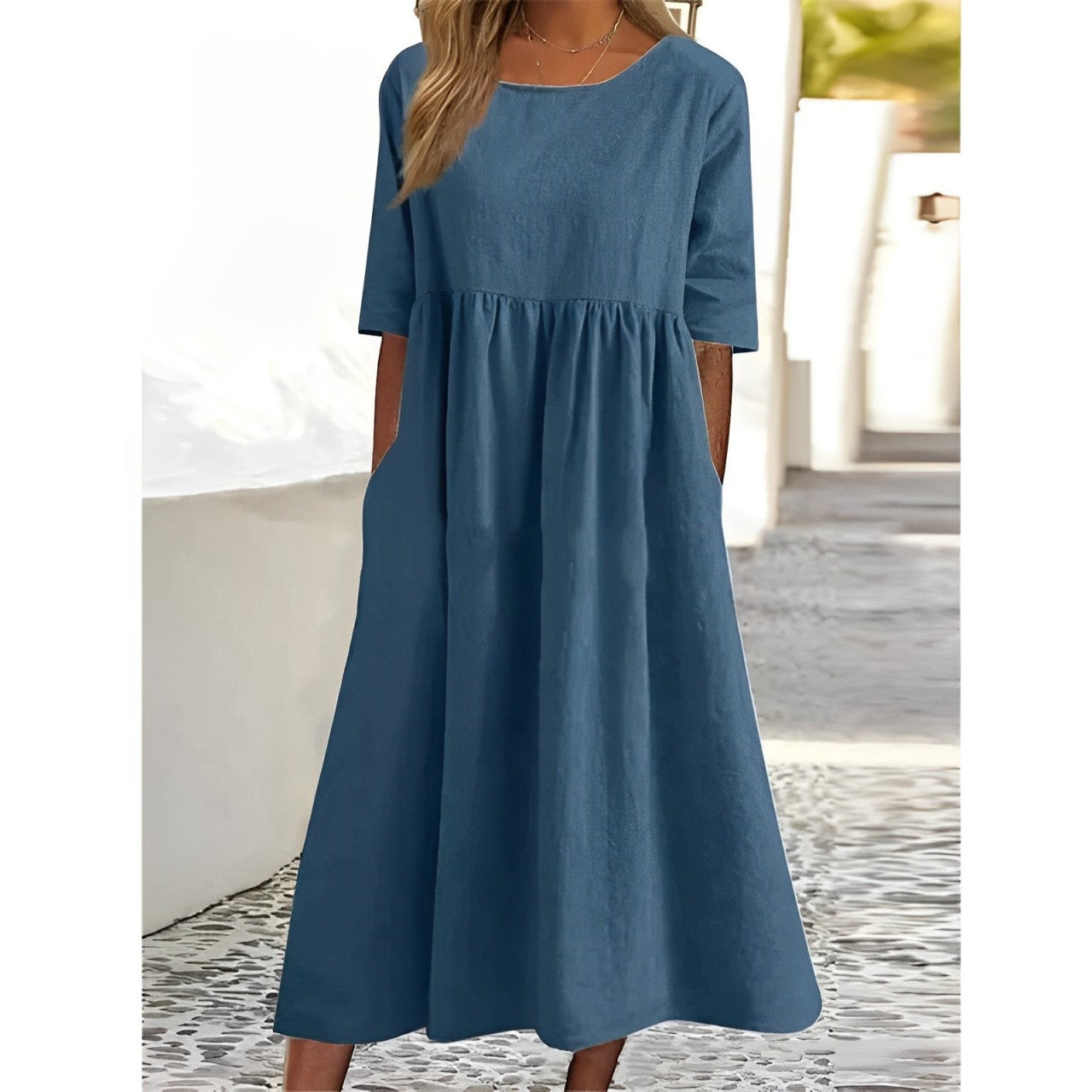 Women's Breathable Midi Dress – Casual Summer Dress