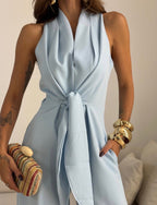 Women's Halter Neck Formal Jumpsuit – Flowy Evening Occasion Jumpsuit