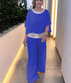 Women's High Waist Wide Leg Pants Set – Relaxed Top & Matching Trousers