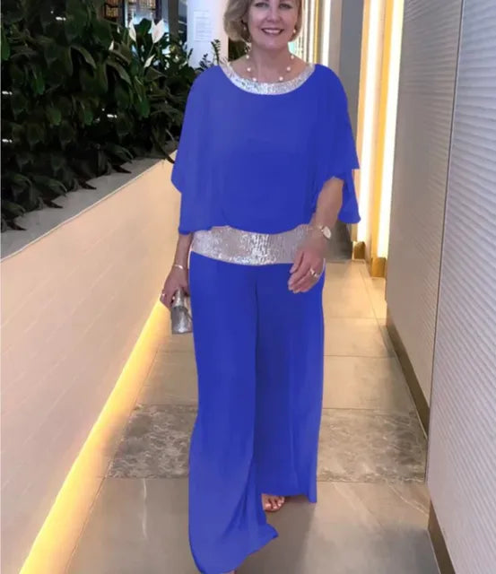 Women's High Waist Wide Leg Pants Set – Relaxed Top & Matching Trousers