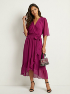 Women's Wrap Midi Dress – Belted Summer Dress
