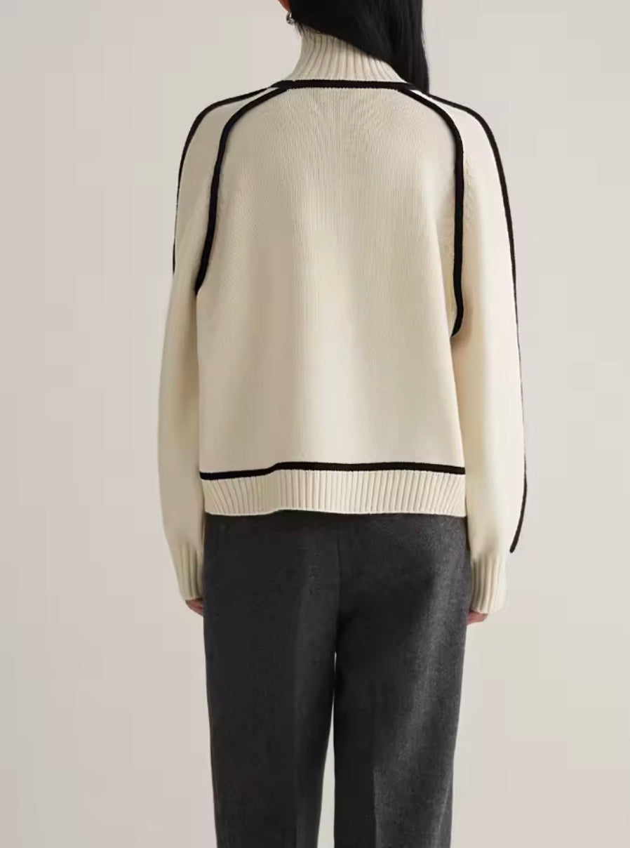 Women's Color Block Turtleneck Sweater – Long Sleeve High Neck Pullover