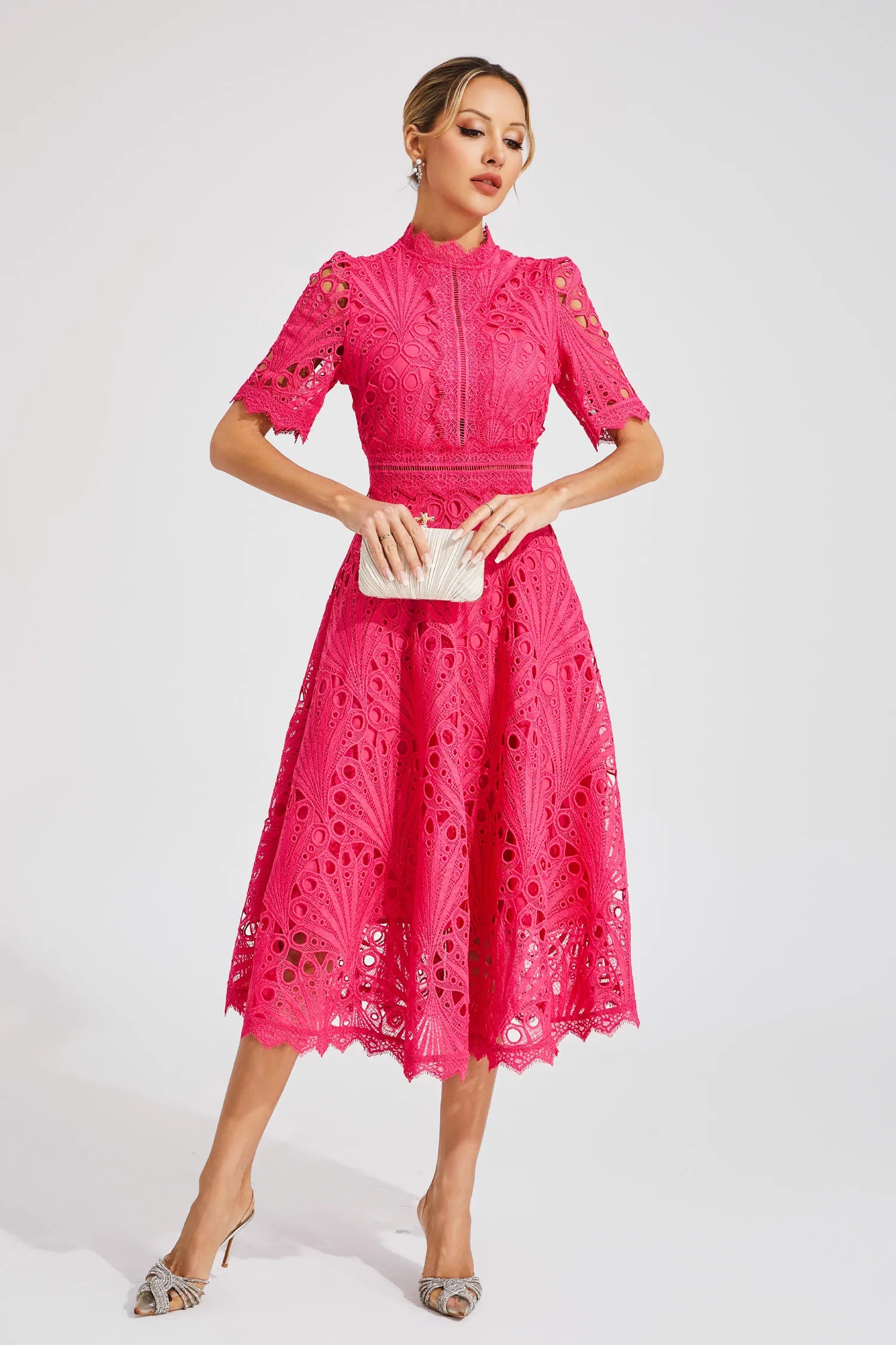 Women's Lace Midi Dress – Wedding Guest Dress