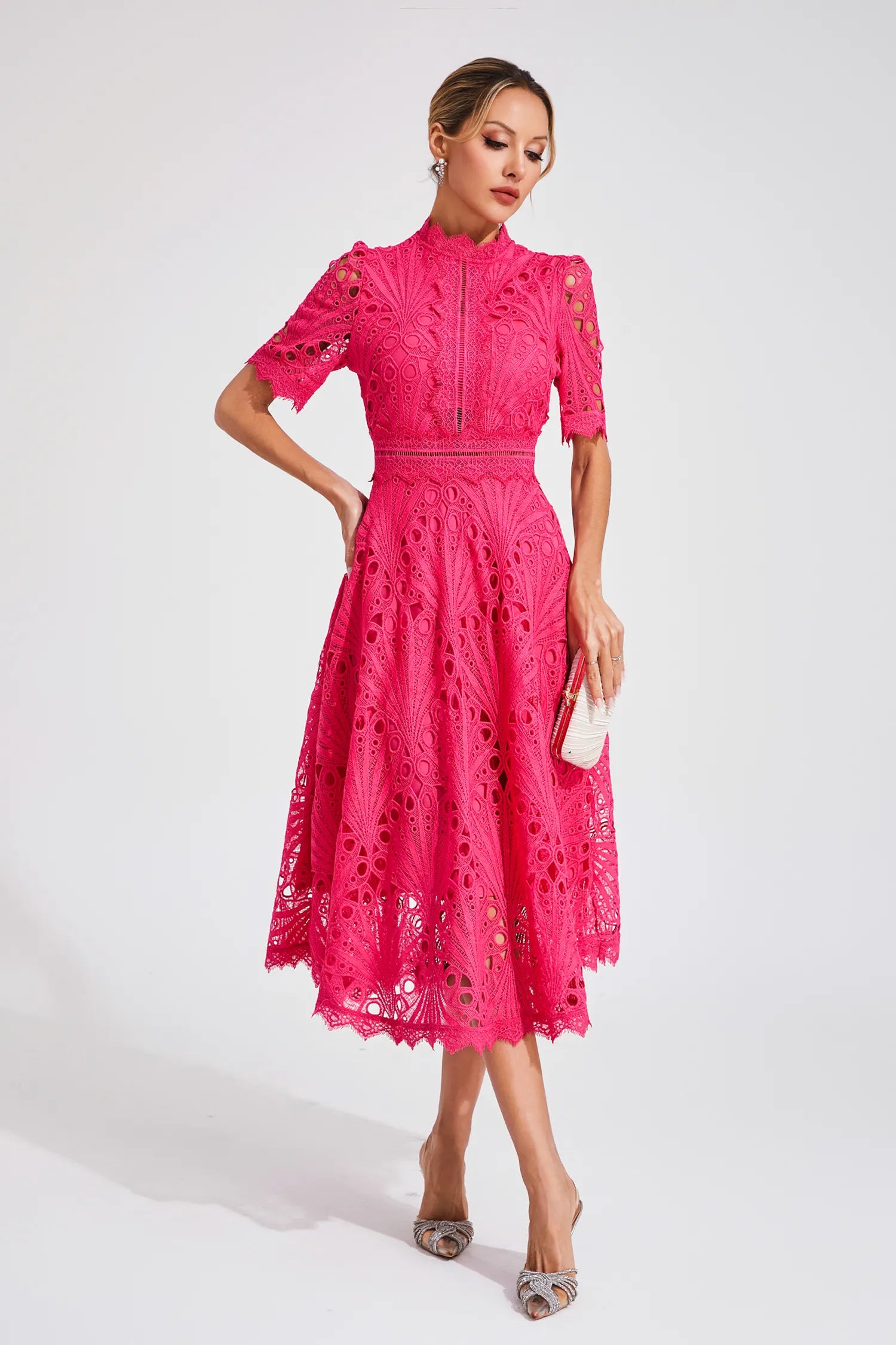 Women's Lace Midi Dress – Wedding Guest Dress