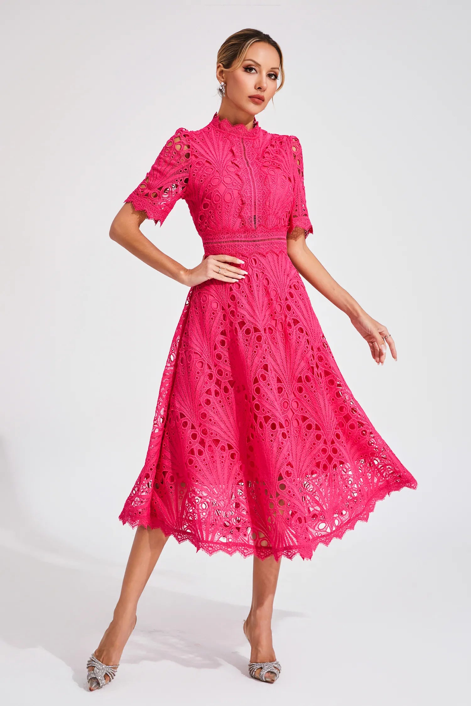 Women's Lace Midi Dress – Wedding Guest Dress
