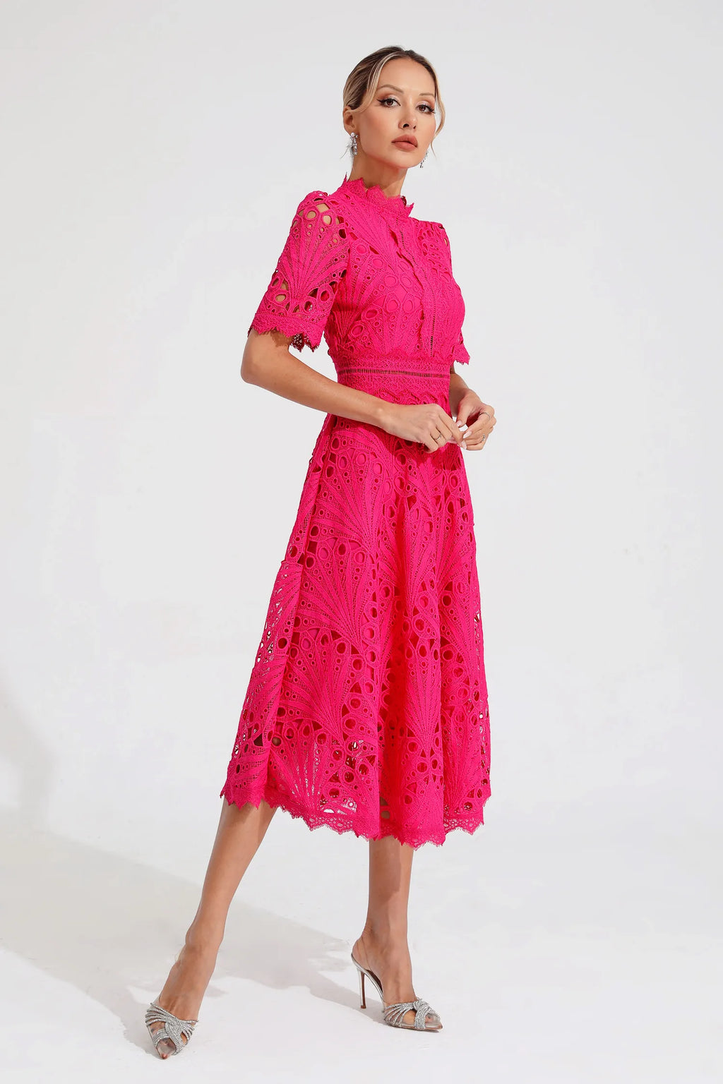 Women's Lace Midi Dress – Wedding Guest Dress