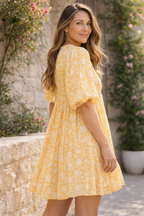 Women's Floral Mini Dress – Airy Puff Sleeve Dress