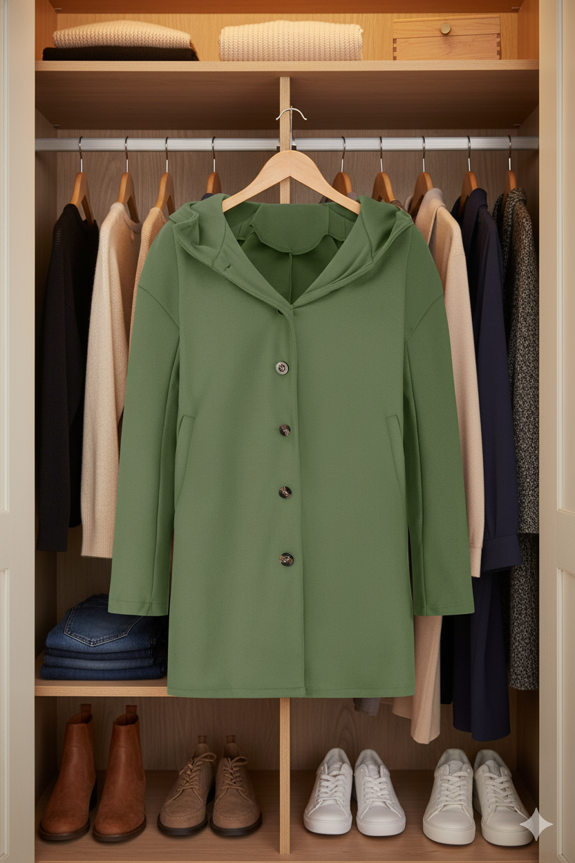 Women's Windproof Hooded Longline Coat – Lightweight Transitional Jacket
