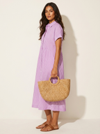 Women's Striped Shirt Dress – Button-Up Midi Dress