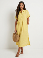 Women's Striped Shirt Dress – Button-Up Midi Dress