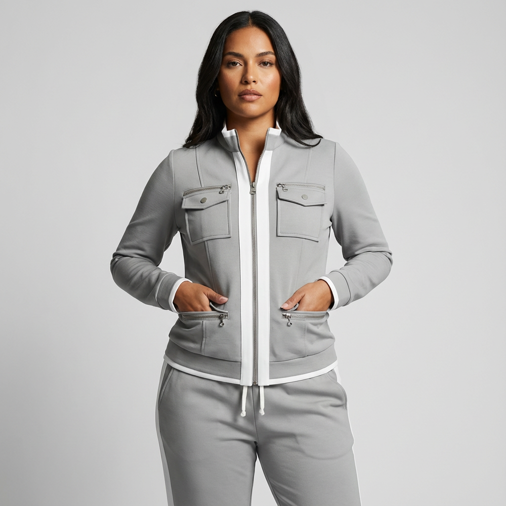 Women's Zip Jacket Set – Contrast Trim Set