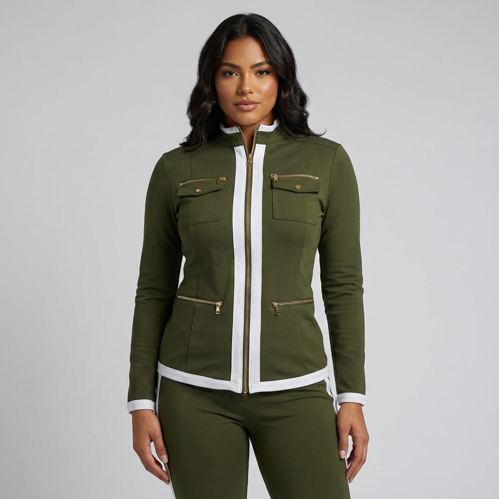 Women's Zip Jacket Set – Contrast Trim Set