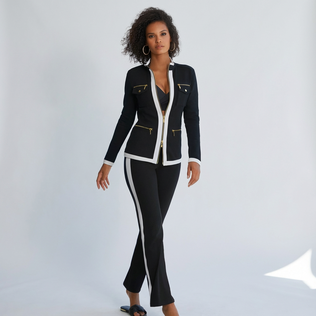 Women's Zip Jacket Set – Contrast Trim Set