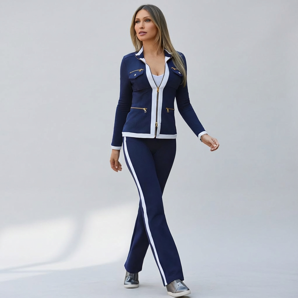 Women's Zip Jacket Set – Contrast Trim Set