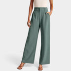 Women's High Waist Wide Leg Trousers – Flowy Everyday Dress Pants