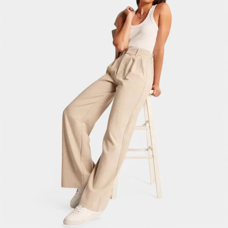 Women's High Waist Wide Leg Trousers – Flowy Everyday Dress Pants