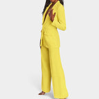 Women's Tailored Blazer Set – Single Button Blazer Wide Leg Pants Set
