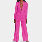 Women's Tailored Blazer Set – Single Button Blazer Wide Leg Pants Set