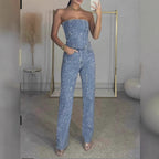 Women's Glitter Pants Set – Strapless Party Set