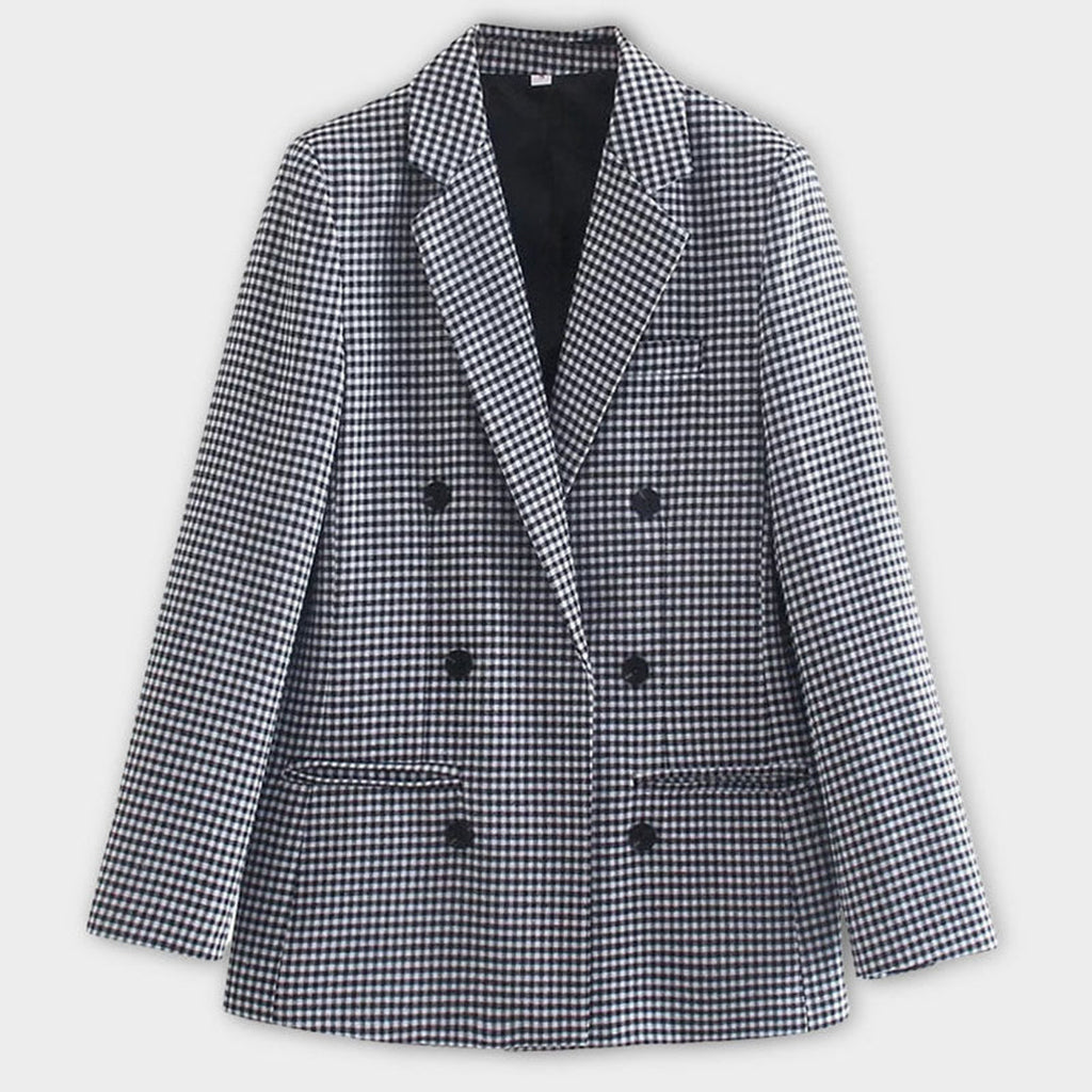 Women’s Checked Blazer – Classic Tailored Plaid Office Jacket – Chloe