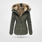 Women's Hooded Puffer Jacket – Mid-Length Quilted Jacket