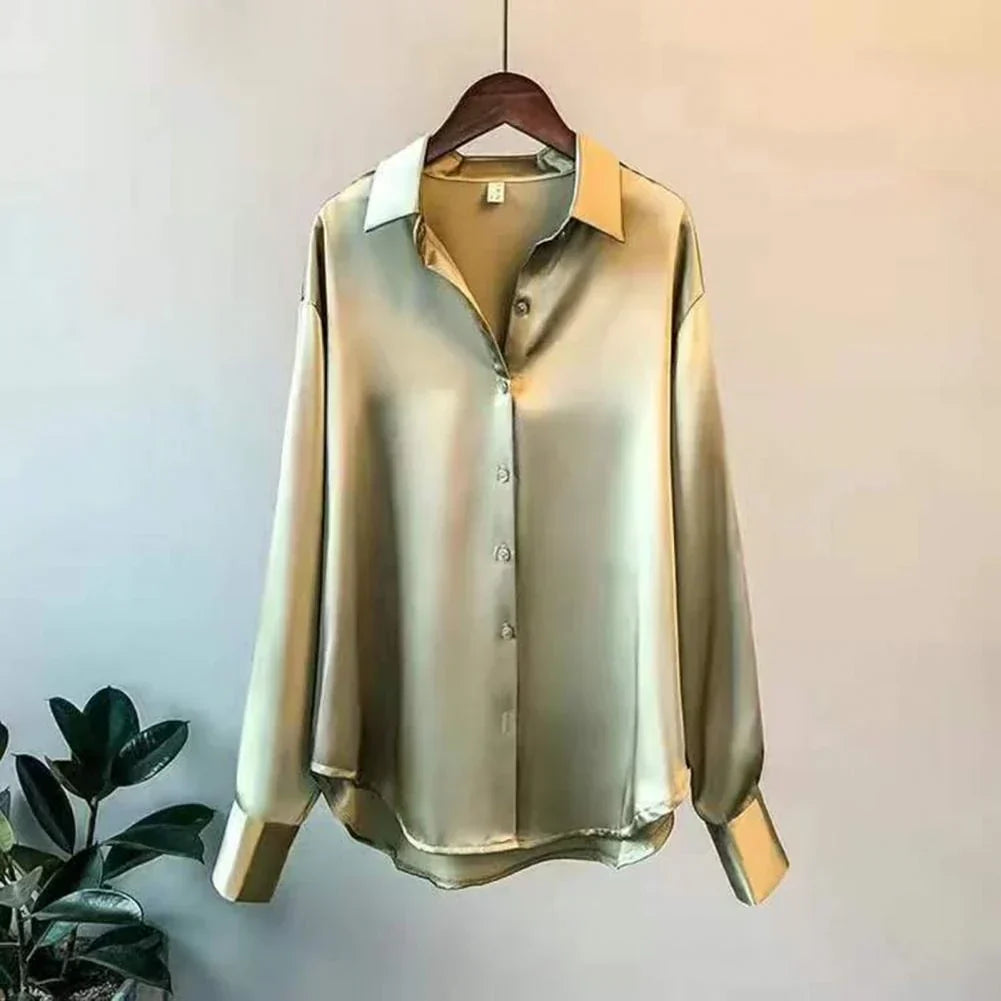 Women's Button Front Blouse – Classic Long Sleeve Shirt Blouse
