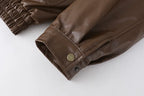 Women's Oversized Faux Leather Jacket – Fleece Lined Winter Jacket