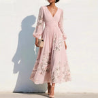 Women's Floral Pleated Wedding Guest Midi Dress – Flowy Summer Occasion Dress