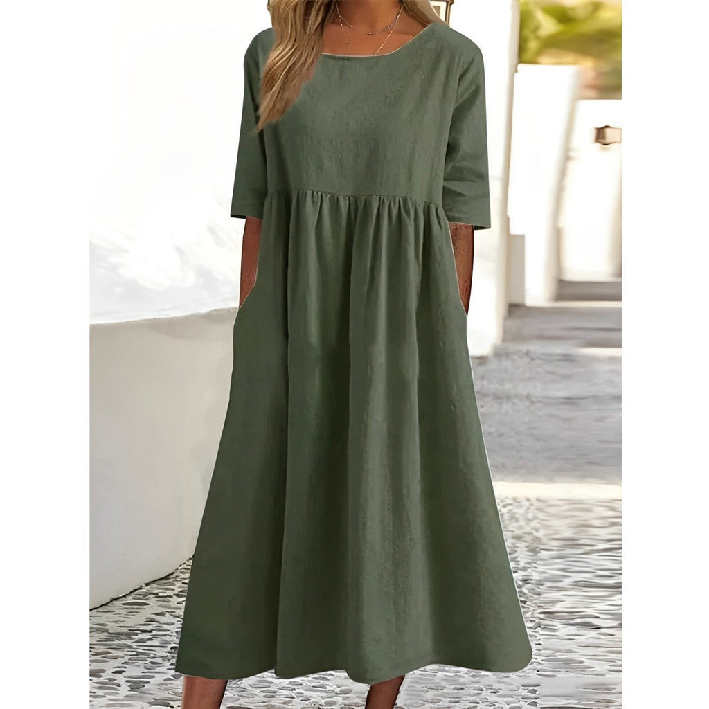 Women's Breathable Midi Dress – Casual Summer Dress