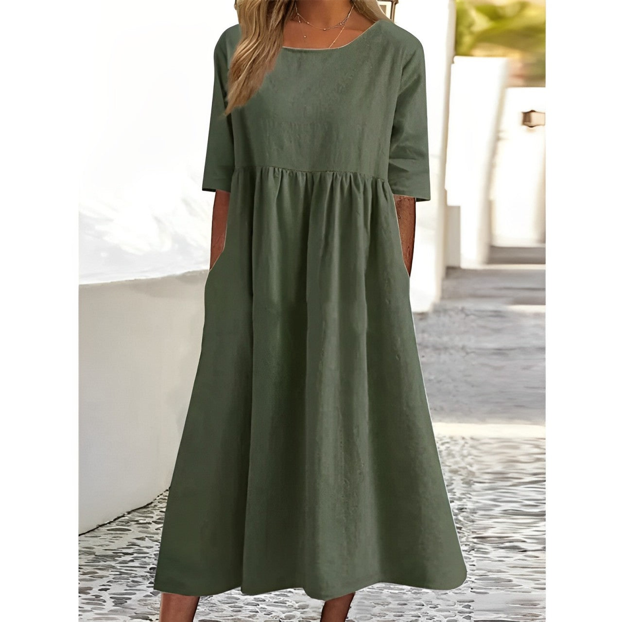 Women's Breathable Midi Dress – Casual Summer Dress