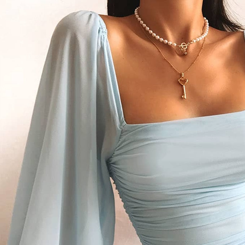 Women's Batwing Sleeve Party Dress – Flowy Evening Cocktail Dress