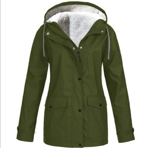 Women's Drawstring Hooded Jacket – Zip-Up Transitional Outdoor Jacket
