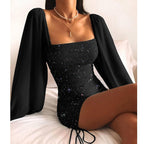 Women's Batwing Sleeve Party Dress – Flowy Evening Cocktail Dress