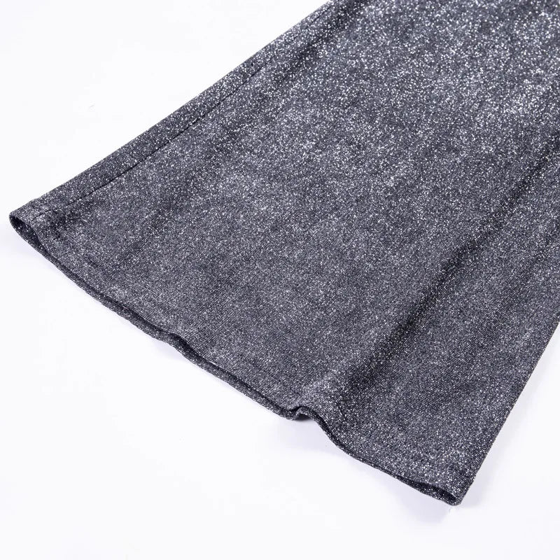 Women's High Waist Glitter Pants – Wide Leg Sparkly Party Trousers
