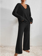 Women's Knit House Set – V-Neck Lounge Set