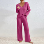 Women's Knit House Set – V-Neck Lounge Set