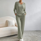 Women's Knit House Set – V-Neck Lounge Set