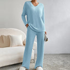 Women's Knit House Set – V-Neck Lounge Set