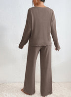 Women's Knit House Set – V-Neck Lounge Set