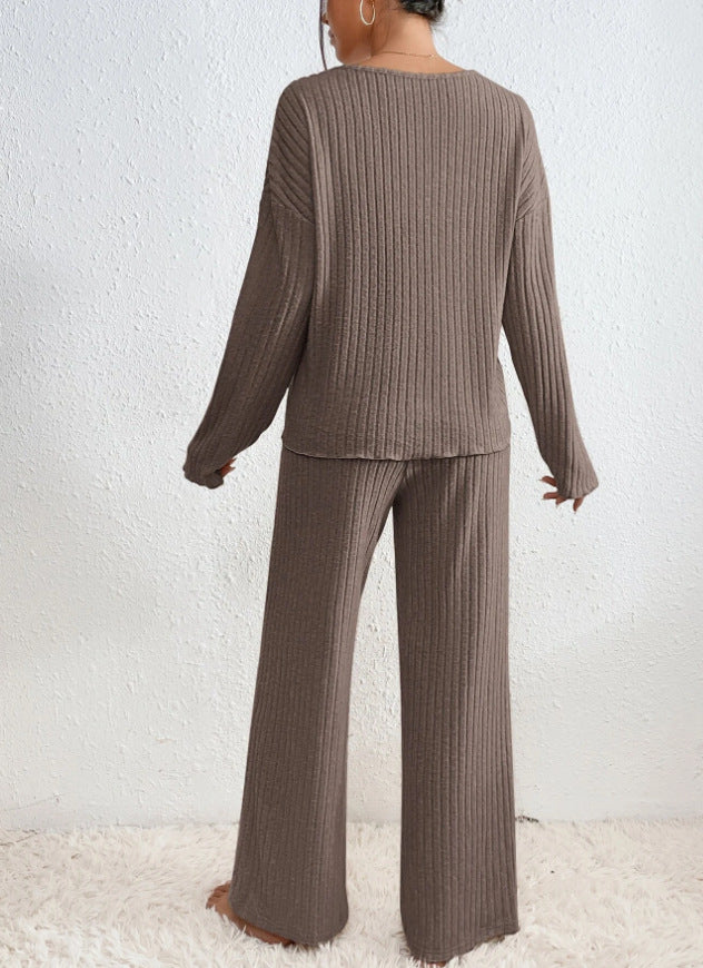 Women's Knit House Set – V-Neck Lounge Set