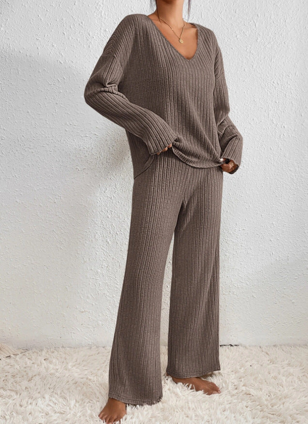 Women's Knit House Set – V-Neck Lounge Set