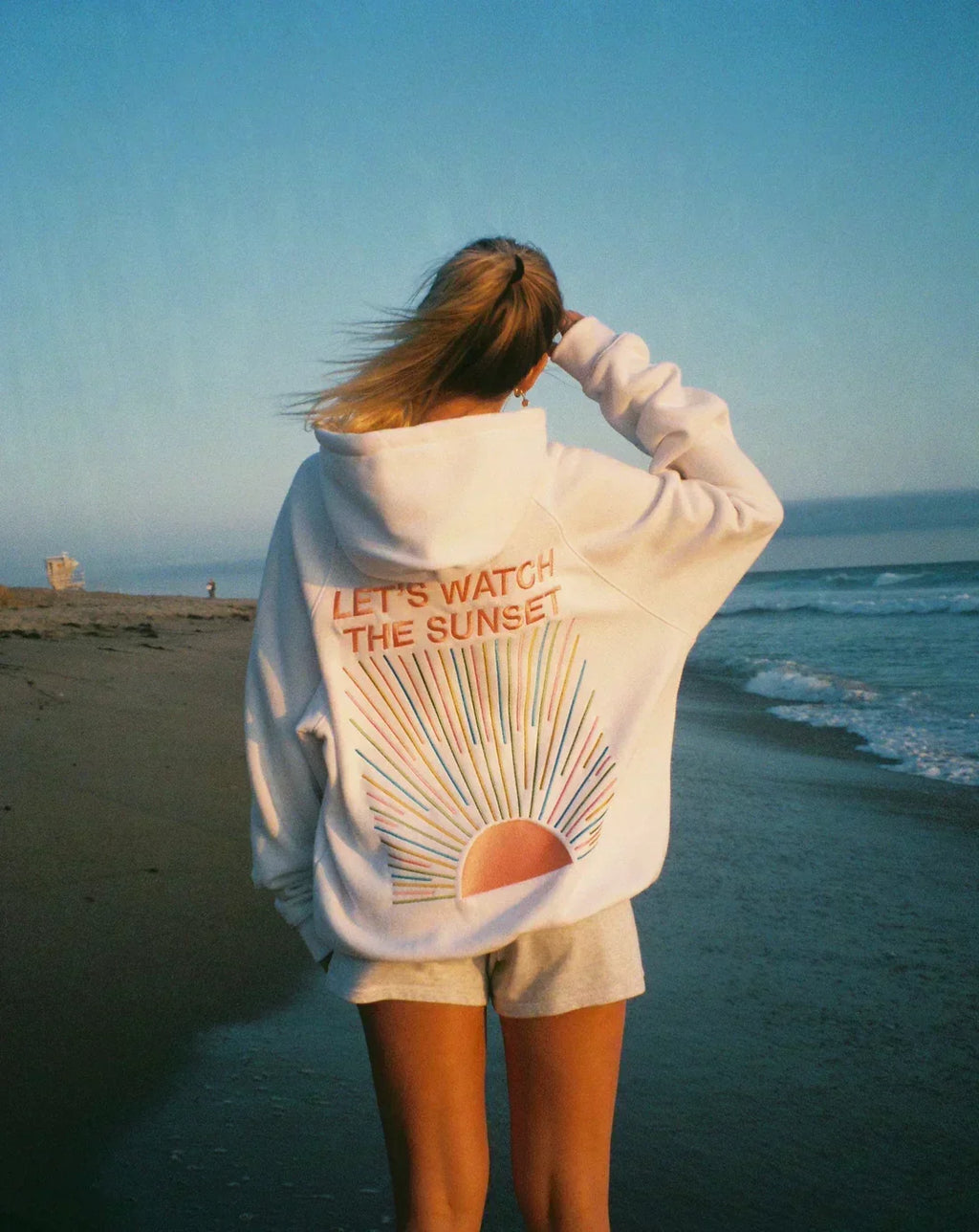 Women's Oversized Graphic Hoodie – Sun Back Print Pullover Sweatshirt