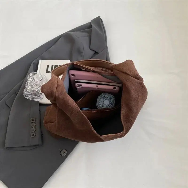 Women's Suede Tote Bag – Oversized Everyday Handbag – Elisa