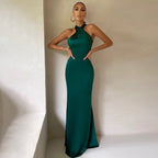 Women's Halter Draped Evening Dress – Formal Gala Occasion Dress