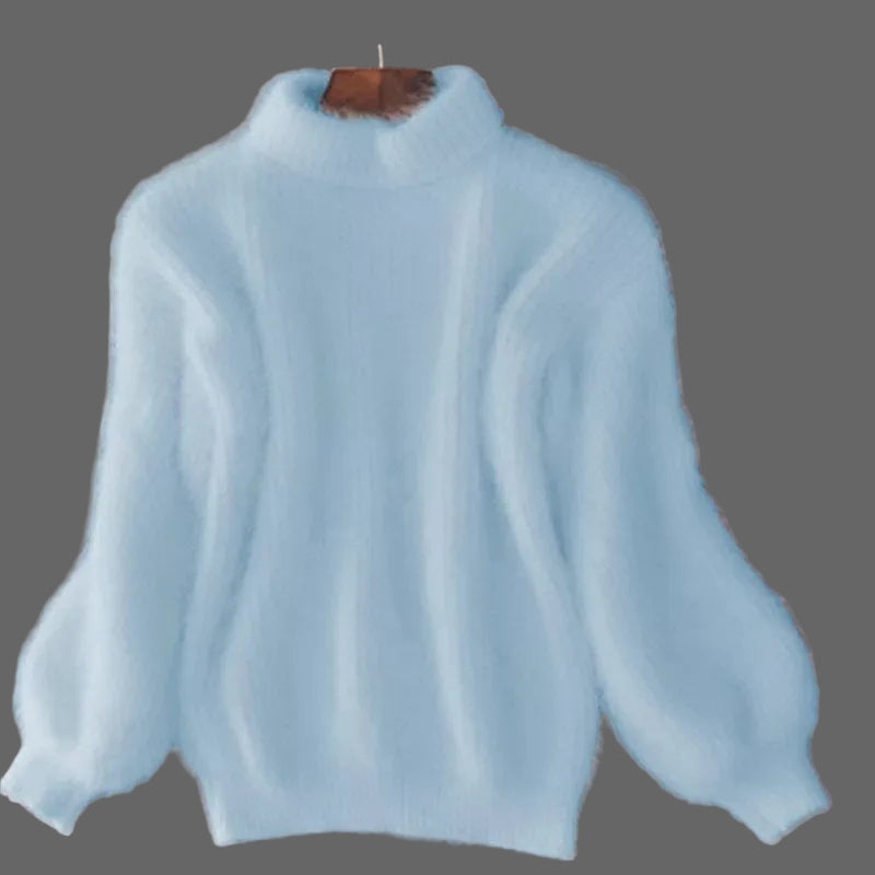 Women's Black Turtleneck Sweater – Thick Knit Winter Pullover
