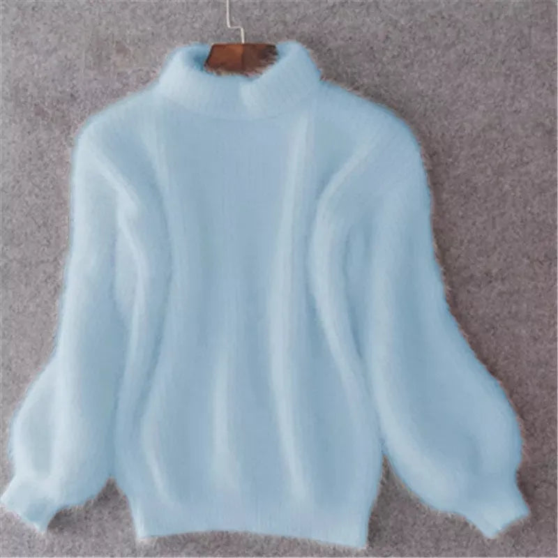 Women's Black Turtleneck Sweater – Thick Knit Winter Pullover