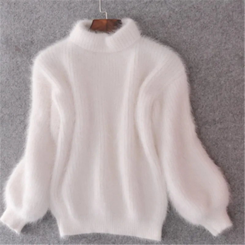 Women's Black Turtleneck Sweater – Thick Knit Winter Pullover